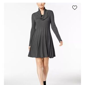 Calvin Klein Elegant Gray Cowl Neck Dress